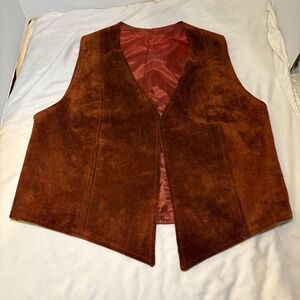 Vintage Leathercraft Process of America Brown Suede Leather Vest